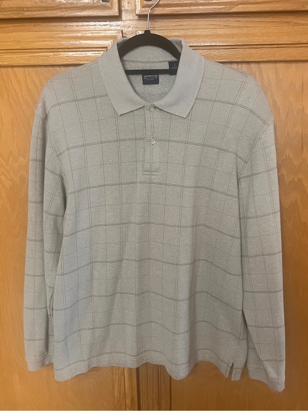 Arrow collared sweater shirt grid pattern beige L
